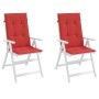Cojín silla de jardín respaldo alto 2 uds tela rojo 120x50x3 cm