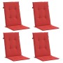 Cojín silla de jardín respaldo alto 4 uds tela rojo 120x50x3 cm