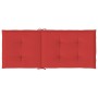 Cojín silla de jardín respaldo alto 4 uds tela rojo 120x50x3 cm