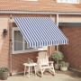 Toldo manual retráctil azul y blanco a rayas 250 cm