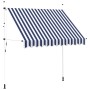 Toldo manual retráctil azul y blanco a rayas 250 cm