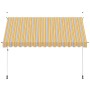 Toldo manual retráctil 350 cm amarillo y azul a rayas