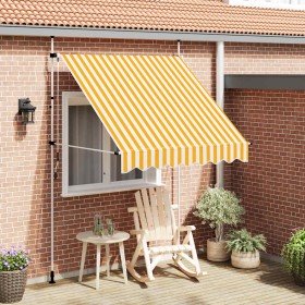 Toldo manual retráctil 200 cm naranja y blanco a rayas Toldo manual retráctil 200 cm naranja y blanco a rayas