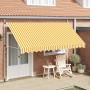 Toldo manual retráctil 400 cm naranja y blanco a rayas