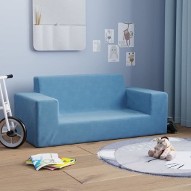 Sofá para niños de 2 plazas de felpa suave azul