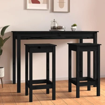 Hocker 2 Stk. massives Kiefernholz schwarz 40x40x78 cm von vidaXL, Essstühle - Ref: Foro24-822141, Preis: 83,73 €, Rabatt: %
