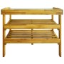 Banco para macetas con 2 estantes madera maciza de acacia+zinc