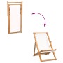 Silla de jardín de teca color crema 56x105x96 cm
