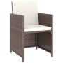 Set comedor de jardín 6 piezas y cojines ratán sintético marrón