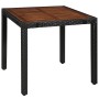 Set comedor jardín 5 pzas ratán sintético y madera acacia negro