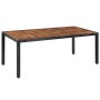 Set comedor jardín 9 pzas ratán sintético y madera acacia negro