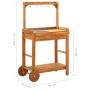 Carrito de cocina exterior madera maciza acacia 92x43,5x141,5cm