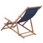 Silla de playa plegable de tela y estructura de madera azul