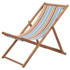 Silla de playa plegable tela y estructura de madera multicolor