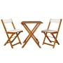 Mesa y sillas bistró plegables 3 pzas y cojines madera maciza