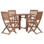 Set comedor de jardín plegable 5 piezas madera maciza de acacia