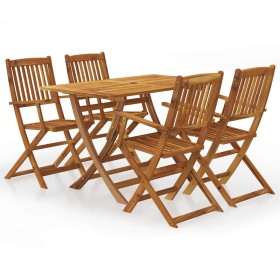 Set comedor de jardín plegable 5 piezas madera maciza de acacia Set comedor de jardín plegable 5 piezas madera maciza de acacia