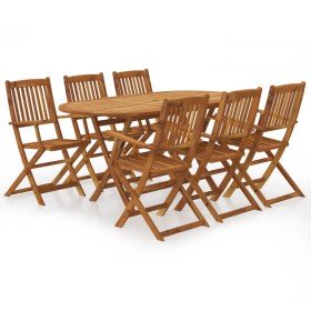 Set comedor de jardín plegable 7 pzas madera maciza de acacia