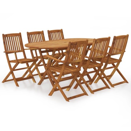 Set comedor de jardín plegable 7 pzas madera maciza de acacia