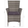 Set de comedor de jardín 7 pzs y cojines ratán sintético gris