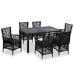 Conjunto de comedor de exterior 7 piezas ratán sintético negro
