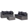 Set de muebles de jardín y cojines 5 pzas.