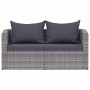 Juego de sofás de esquina de jardín 2 piezas ratán PE gris