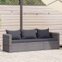Set de sofás de jardín 3 piezas y cojines ratán sintético gris en Sofás de exterior | Comprar online en Foro24