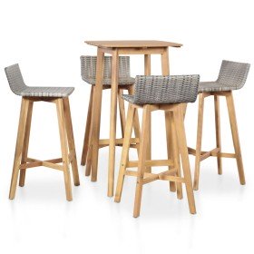 Set de comedor de jardín 5 piezas madera maciza de acacia Set de comedor de jardín 5 piezas madera maciza de acacia