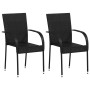 Sillas de jardín apilables 2 unidades ratán sintético negro