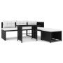 Set de muebles de jardín 4 piezas ratán sintético negro