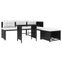 Set de muebles de jardín 4 piezas ratán sintético negro