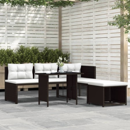 Set de muebles de jardín 4 piezas ratán sintético marrón en Conjuntos de jardín | Comprar online en Foro24