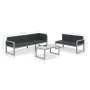 Set de muebles de jardín con cojines 3 piezas aluminio negro