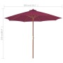 Sombrilla de jardín con palo de madera rojo burdeos 300 cm