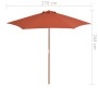 Sombrilla de jardín con palo de madera terracota 270 cm