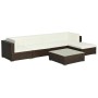 Set muebles de jardín 6 piezas y cojines ratán sintético marrón