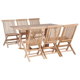 Set de comedor de jardín plegable 7 piezas madera maciza teca