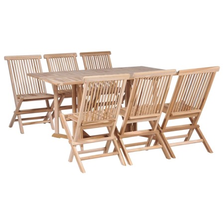 Set de comedor de jardín plegable 7 piezas madera maciza teca en Conjuntos de jardín | Comprar online en Foro24
