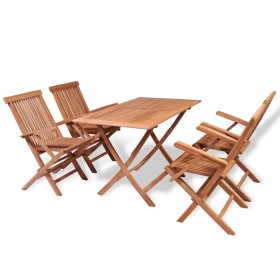 Conjunto de comedor de jardín 5 piezas madera maciza de teca Conjunto de comedor de jardín 5 piezas madera maciza de teca