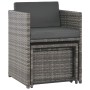 Set de comedor de jardín 7 pzs y cojines ratán sintético gris