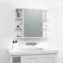 Mueble con espejo y luces LED blanco brillante 70x16,5x60 cm de vidaXL, Tocadores de baño - Ref: Foro24-808879, Precio: 87,42...