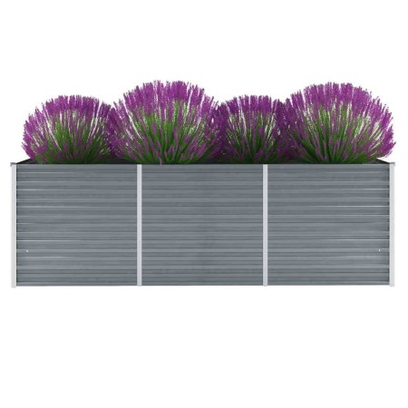 Arriate de jardín de acero galvanizado gris 240x80x77 cm en Maceteros y jardineras | Comprar online en Foro24