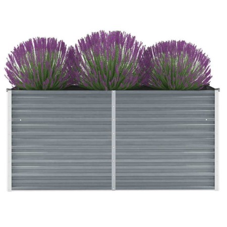Arriate elevado de jardín acero galvanizado gris 160x40x77 cm en Maceteros y jardineras | Comprar online en Foro24
