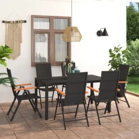 7-piece black and brown garden dining set by vidaXL, Garden sets - Ref: Foro24-3060085, Price: 591,92 €, Discount: %