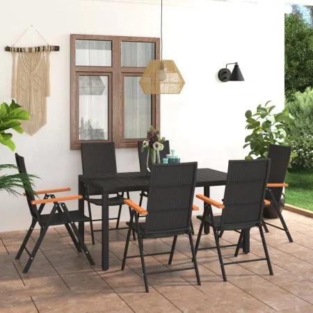 7-teiliges Garten-Essset in Schwarz und Braun von vidaXL, Gartensets - Ref: Foro24-3060085, Preis: 611,79 €, Rabatt: %