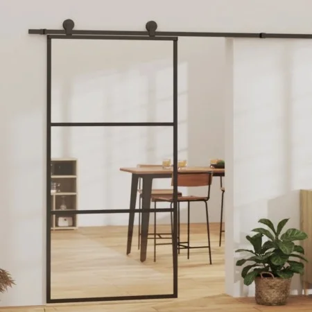 Puerta corredera con herrajes ESG vidrio y aluminio 102x205 cm de vidaXL, Puertas - Ref: Foro24-3081943, Precio: 278,30 €, De...