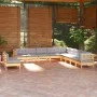 Juego de muebles de jardín 11 pzas y cojines madera maciza pino de vidaXL, Conjuntos de jardín - Ref: Foro24-3096850, Precio:...