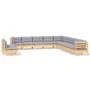Gartenmöbel-Set 11-teilig und Kissen aus massivem Kiefernholz von vidaXL, Gartensets - Ref: Foro24-3096850, Preis: 827,04 €, ...