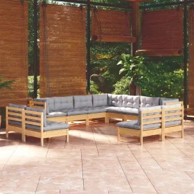 Gartenmöbel-Set 11-teilig und Kissen aus massivem Kiefernholz von vidaXL, Gartensets - Ref: Foro24-3096862, Preis: 853,13 €, ...